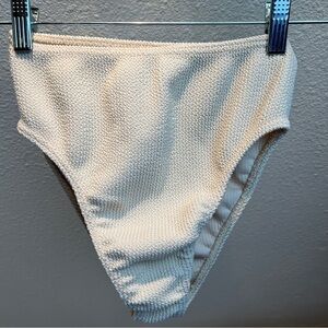 PRETTYLITTLETHING Cream High-Rise Bikini Botton. (No Top). Size 8